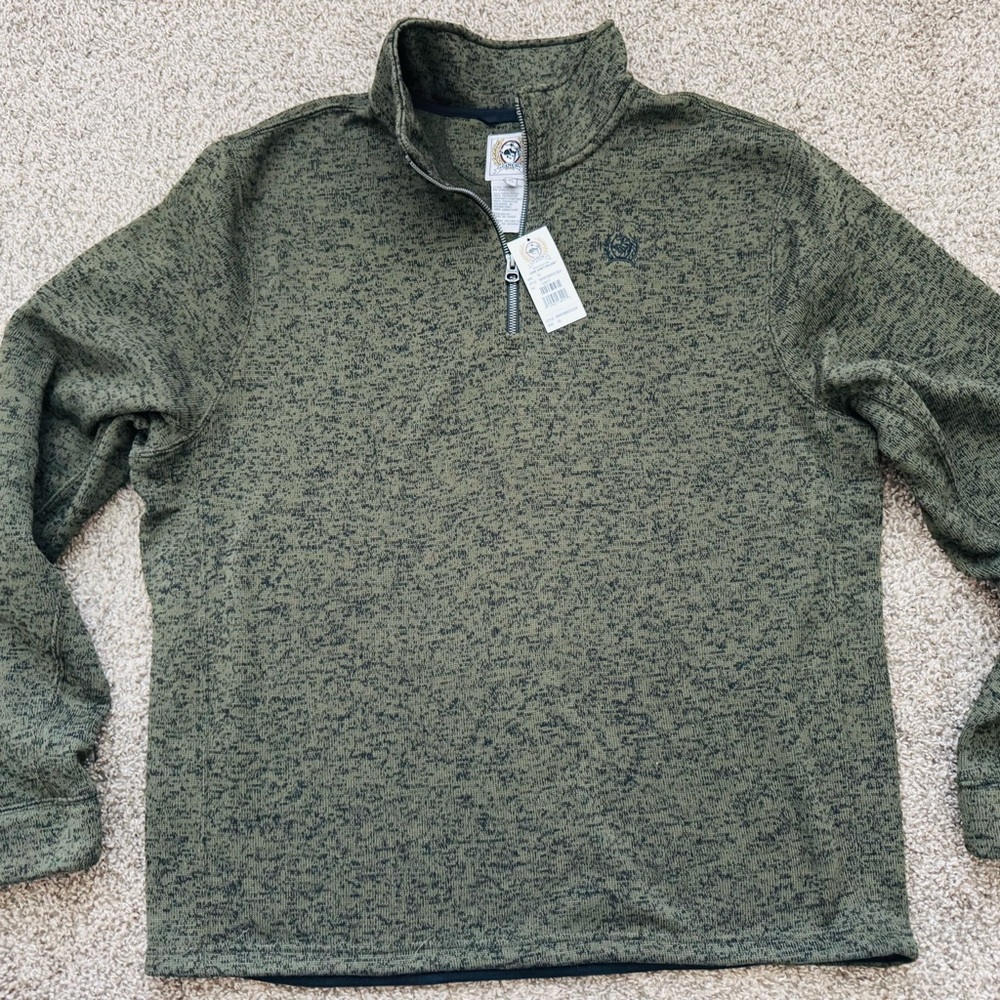 Cinch Olive Zip-Up Sweater for Men